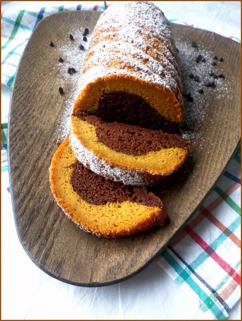 Bolo Mármore de Cenoura, Chocolate e Coco